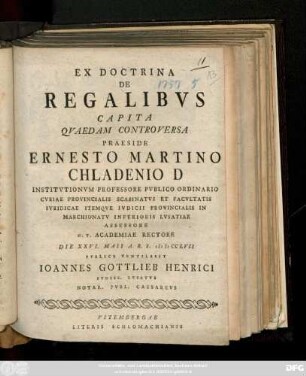 Ex Doctrina De Regalibvs Capita Qvaedam Controversa