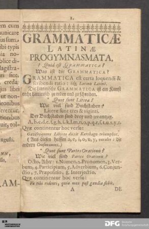 Grammaticæ Latinæ Progymnasmata.