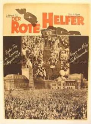 Monatszeitschrift der Roten Hilfe Deutschlands "Der Rote Helfer" u.a. zum "Roten Tag" in Leipzig