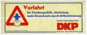 Aufkleber der DKP für Frieden und Abrüstung