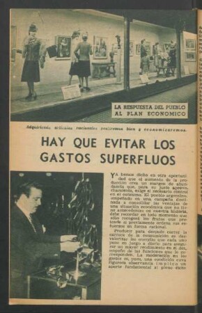 Hay que evitar los gastos superfluos : La respuesta del pueblo al Plan Económico