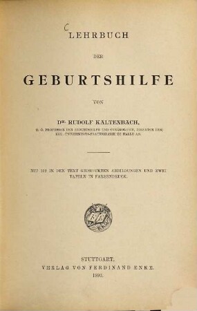 Lehrbuch der Geburtshilfe
