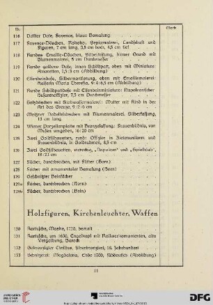 Holzfiguren, Kirchenleuchter, Waffen (Nr. 130-163)