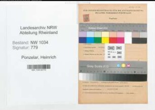 Entnazifizierung Heinrich Ponzelar , geb. 22.09.1909 (Oberfeldwebel)
