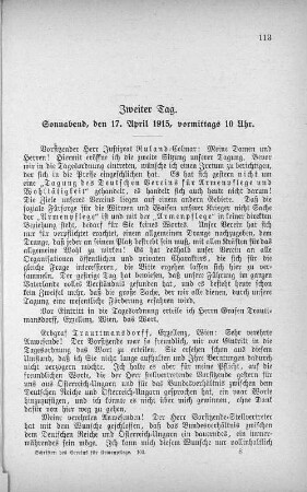 Zweiter Tag. Sonnabend, den 17. April 1915, vormittags 10 Uhr.