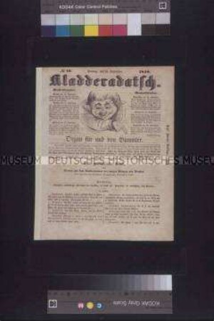 Kladderadatsch. Humoristisch-satyrisches Wochenblatt, Nr. 19, 2. Auflage; Berlin, 10. September 1848