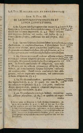 23-37, Tit. III. De legibus senatusconsultis et longa consuetudine - Tit. V. De statu hominum