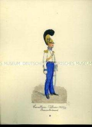 Uniformdarstellung, Premierleutnant der Kavallerie, Sachsen, 1822/1831.