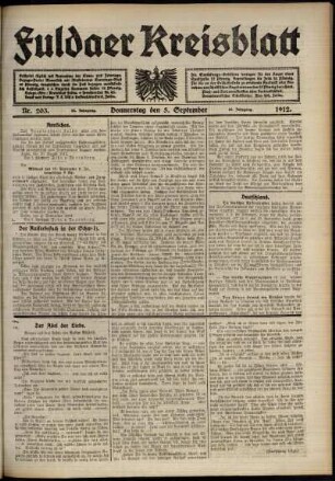 Ausgabe vom Donnerstag, den 05. September 1912.