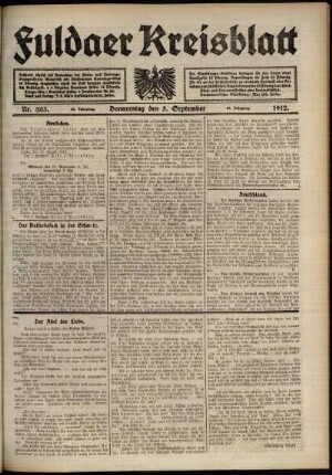 Ausgabe vom Donnerstag, den 05. September 1912.