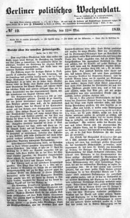 No 19, 11. Mai 1839