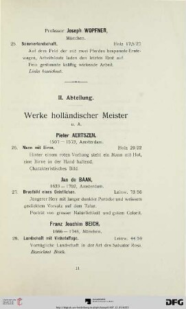II. Abteilung: Werke holländischer Meister (Nr. 26-65)