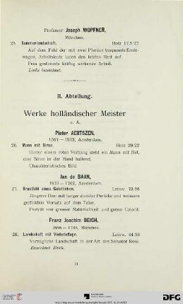 II. Abteilung: Werke holländischer Meister (Nr. 26-65)