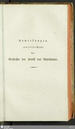 Anmerkungen zum dritte Bande der Geschichte der Kunst des Alterthums