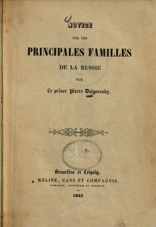Notice sur les principales familles de la Russie