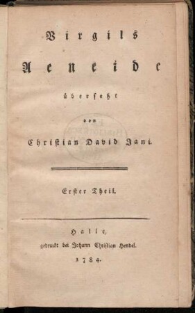 Theil 1: Virgils Aeneide. Erster Theil