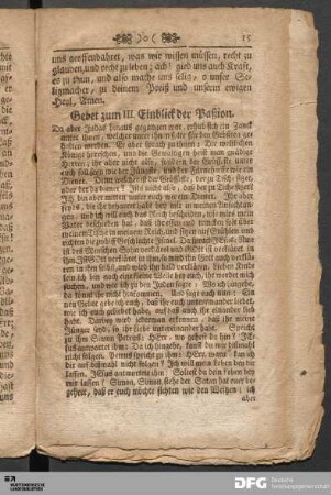 Gebet zum III. Einblick der Paßion.