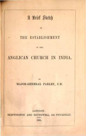 A brief sketch of the establishment of the Anglican Church in India
