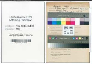 Entnazifizierung Helene Langerbeins , geb. 16.02.1888 (Lehrerin)
