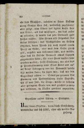 II. Gegenstände unserer Achtung - Sittlichkeit.