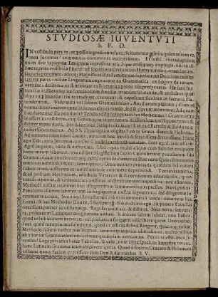 Studiosæ Iuventuti S. P. D.