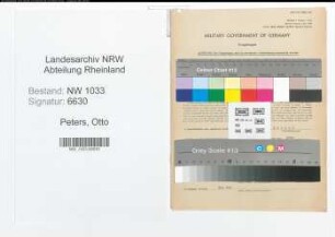Entnazifizierung Otto Peters , geb. 31.07.1892 (Polizeimeister)