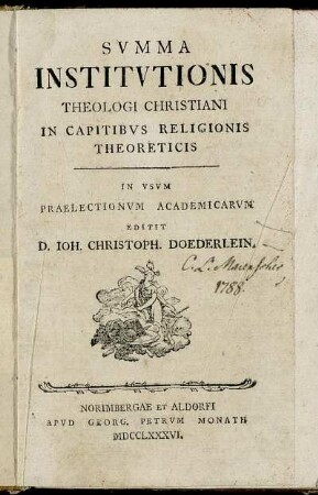 Svmma Institvtionis Theologi Christiani In Capitibvs Religionis Theoreticis
