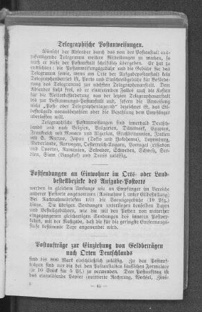 Telegraphische Postanweisungen.