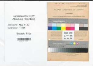 Entnazifizierung Fritz Braach , geb. 05.03.1898 (Baeckermeister)