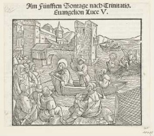 Christus predigt von Schiff aus, aus: Martin Luther, "Auslegung der Evangelien von Ostern bis auffs Advent", Wittenberg 1530, S. C verso