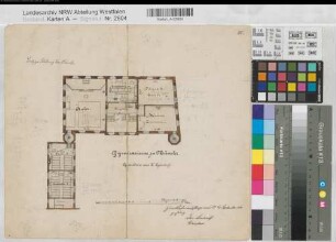 Münster (Münster) Gymnasium Paulinum Grundriß 2. Stockwerk, Bankanordnung 1880 1 : 200 32 x 37 Zeichnung Hauptner KSM Nr. 1506,3