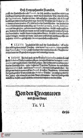 Tit. VI. Von den Procuratoren und ihrem Ampt.