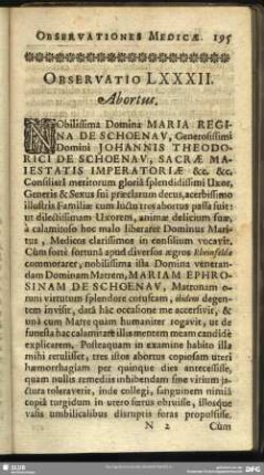 Observatio LXXXII. Abortus