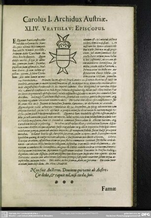 Carolus I. Archidux Austriae. XLIV. Vratislav. Episcopus