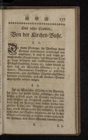 Das achte Capittel, Von der Kirchen-Buße.