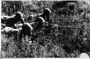 Ostfront: Vier Rumänische Soldaten mit MG im Gras