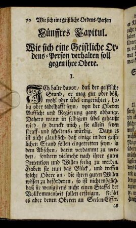 Fünfftes Capitul. Wie sich eine Geistliche Ordens-Person verhalten soll gegen ihre Obere.