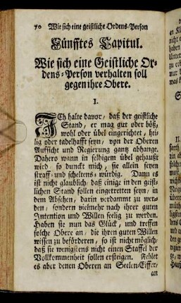 Fünfftes Capitul. Wie sich eine Geistliche Ordens-Person verhalten soll gegen ihre Obere.
