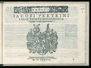 Jacobus Peetrinus: Liber primus motectorum quinque vocum. Bassus
