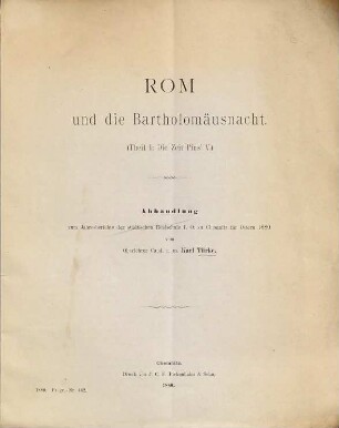 Rom und die Bartholomäusnacht, I = 1879/80