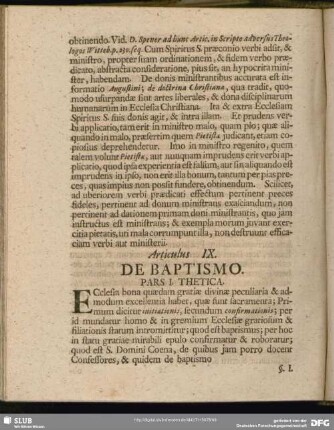 Articulus IX. De Baptismo