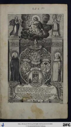 Langhemium claustrum Cistercij in Ordine ut Astrum His sub Patronis venientibus undique donis Jam sexcentenos felix propè floruit annos Ultrò florescat! mundus quoad usquè Senescat ...