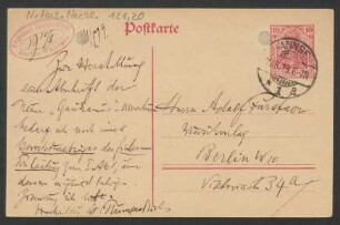 Postkarte an Otto Fürstner : 10.08.1919