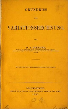 Grundriss der Variationsrechnung : mit in den Text eingedruckten Holzstichen