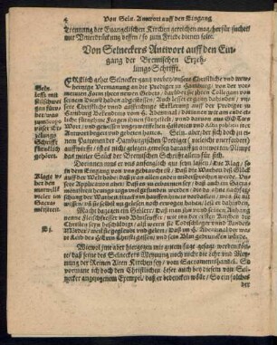Von Selneckers Anwort auff den Eingang der Bremischen Erzehlungs Schrifft.