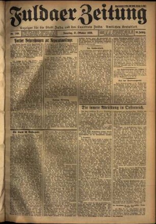 Erste Ausgabe vom Sonntag, den 21. Oktober 1928.