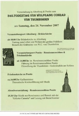 Originaltitel: Veranstaltung in Altenburg & Ponitz zum 340. Todestag von Wolfgang Conrad von Thumbshirn am 24. November 2007