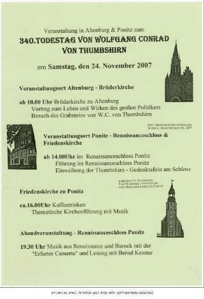 Originaltitel: Veranstaltung in Altenburg & Ponitz zum 340. Todestag von Wolfgang Conrad von Thumbshirn am 24. November 2007