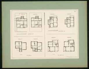 Villa Dr. Henneberg, Wien / Landhaus Prof. Kolbe, Groß-Lichterfelde / Villa Lannerstraße 28, Wien / unbekanntes Projekt: Grundrisse (aus: Moderne Villen in Meisteraquarellen, hrsg. von Gebr. R. Völkel, 1903-04)