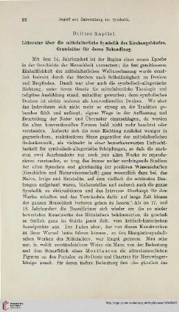 Drittes Kapitel: Litteratur über die mittelalterliche Symbolik des Kirchengebäudes. Grundsätze für deren Behandlung